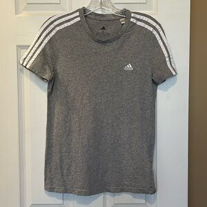 Boys Adidas Short Sleeve Shirt. Size M Grey with White Stripes